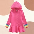 thumbnail image 4 of OGLCCG Girls Hoodie Dress Kids Long Sleeve Solid Color Hooded Sweatshirt Dress Casual Loose Fit Cotton Pullover Dresses 1-10 Years, 4 of 4