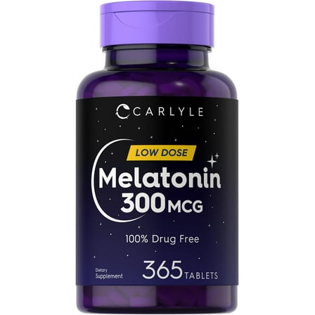 Melatonin 300mcg | 365 Vegetarian Tablets for Men and Women | by Carlyle