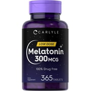 Melatonin 300mcg | 365 Vegetarian Tablets for Men and Women | by Carlyle