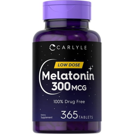 Melatonin 300mcg | 365 Vegetarian Tablets for Men and Women | by Carlyle