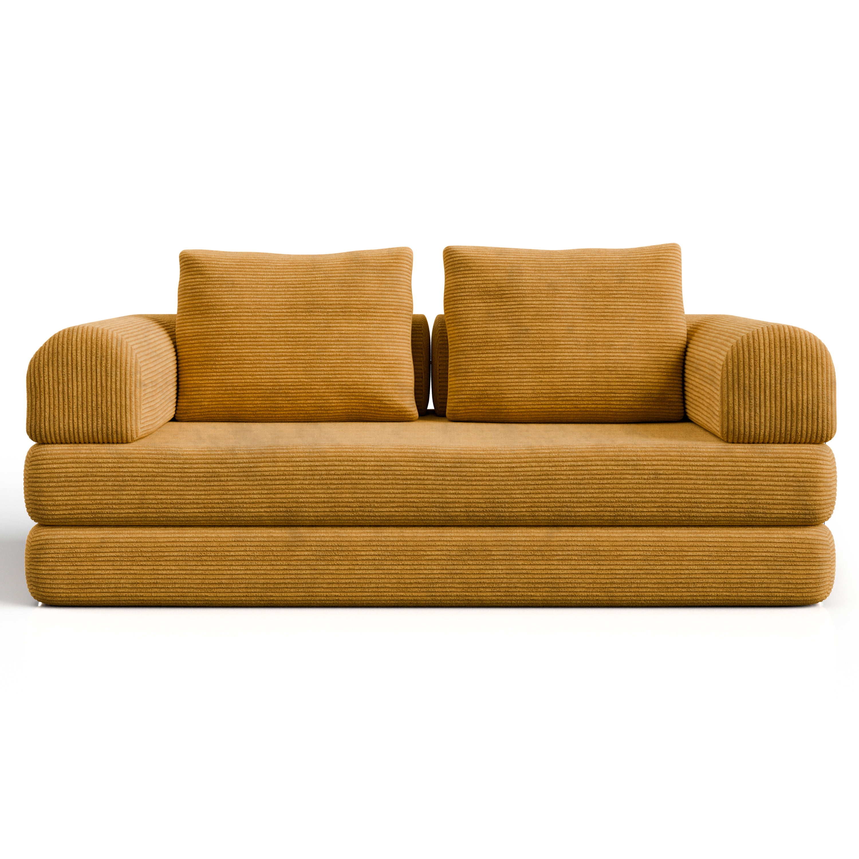 Furniture of America Everett Modern Chenille Multifunctional Compressed Sofa, Yellow Ginger