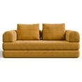 thumbnail image 2 of Furniture of America Everett Modern Chenille Multifunctional Compressed Sofa, Yellow Ginger, 2 of 10