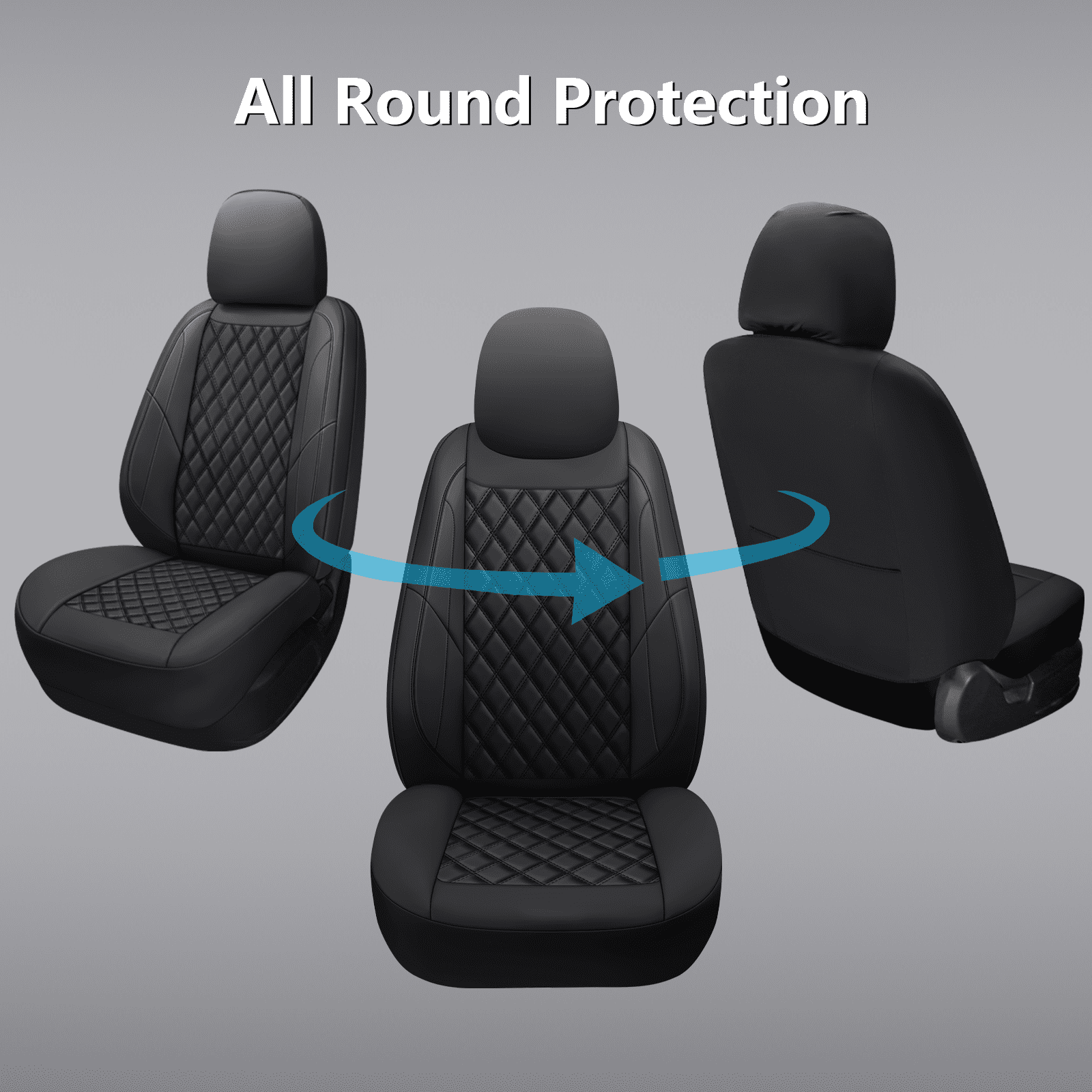 NS YOLO Premium Leather Car Seat Covers Front, Universal Fit for Cars, Trucks & SUVs, Waterproof Car Seat Cushion, Front Seat Protector, Black