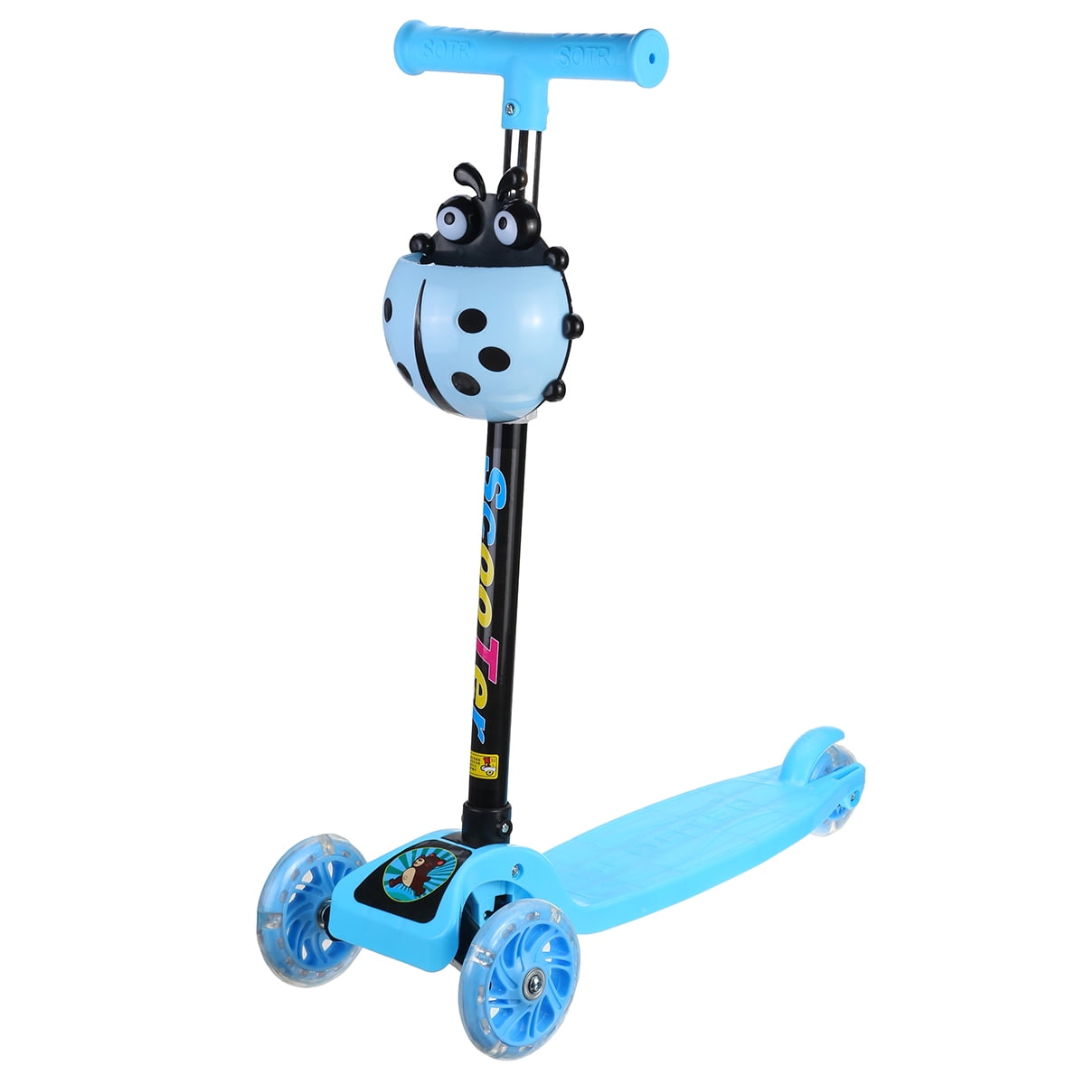Veekuer Foldable Kick Scooter with Adjustable Heights,Three PU LED Flashing Light Wheels,Removable Seat for Girls and Boys