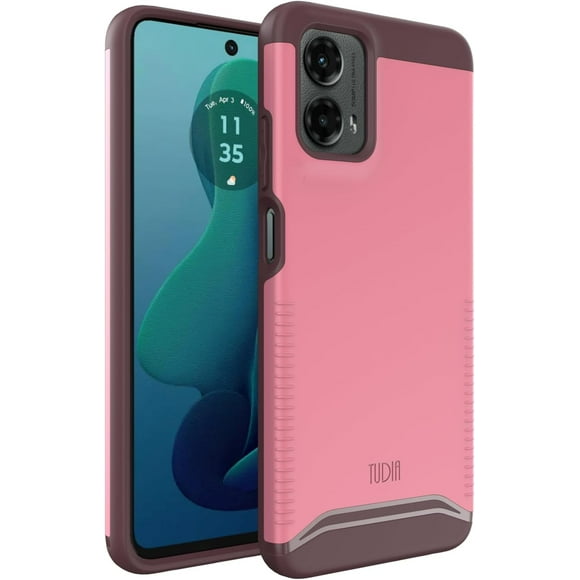 TUDIA Funda MergeGrip para Motorola Moto G 5G 2024 de Doble Capa, Resistente, Color Rosa Ahumado