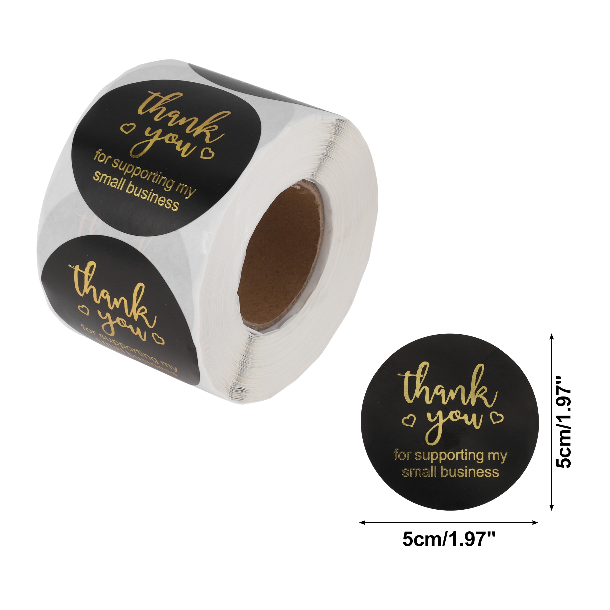 Unique Bargains Pink Foil Thank You Tag Gift Stickers 1 Pc Black Gold Tone