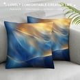 thumbnail image 3 of Acheng Short Plush Pillowcase 1 Piece Gold and Blue Abstract Art White, 3 of 5