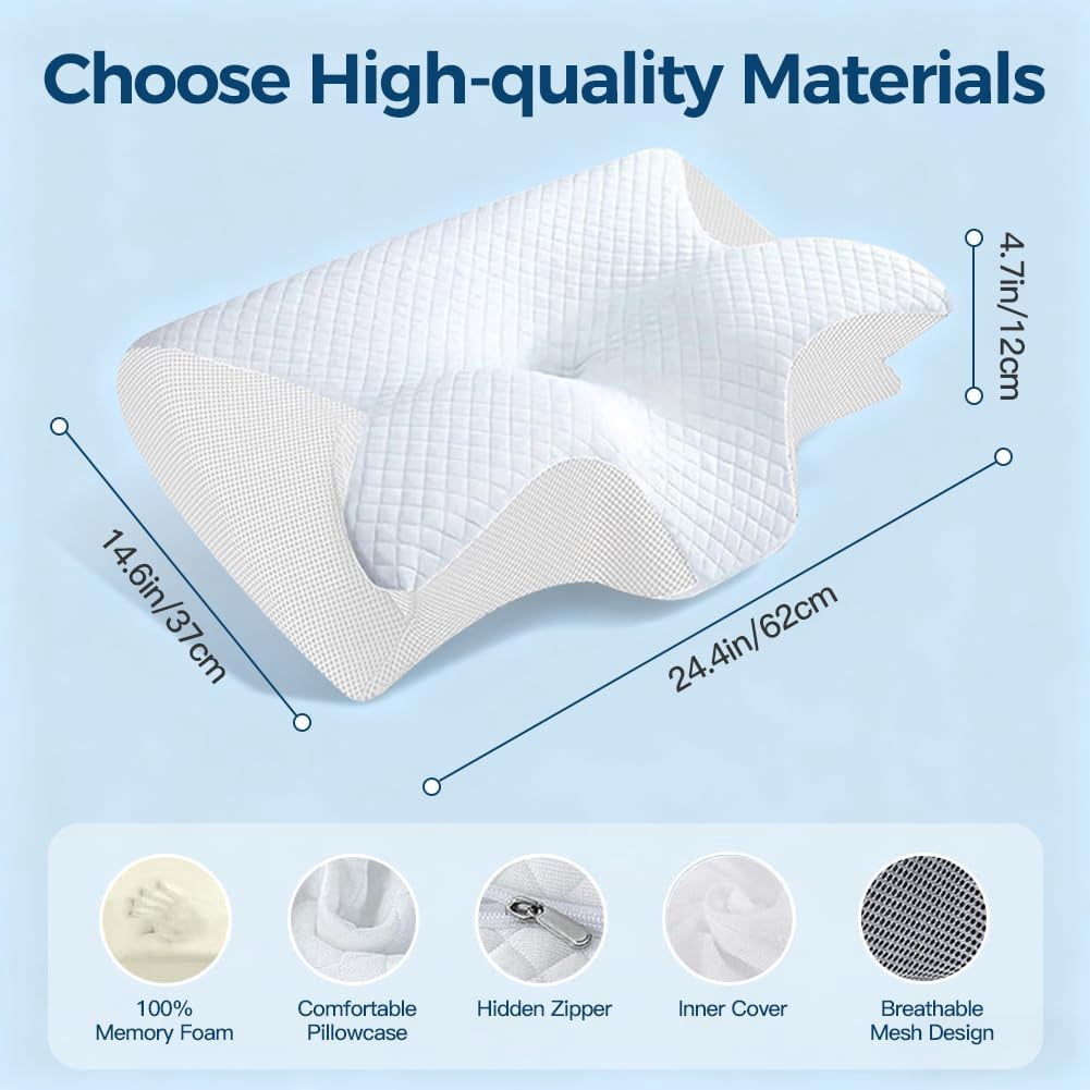 Ergo Z Pillow, 2026 Upgraded Lightweight Memory Foam 2 in 1 Ergonomic Pillow, Relieve Spine Improves Deep Sleep Quality for Side & Back Sleepers (Gray)