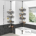thumbnail image 6 of KEGII 4-Tier Corner Shower Caddy Tension Pole - Waterproof Shower Rod Organizer, Floor to Ceiling Tension Rod 25-114.2 inch, Stainless Steel Corner Shower Shelf, Bronze, 6 of 15