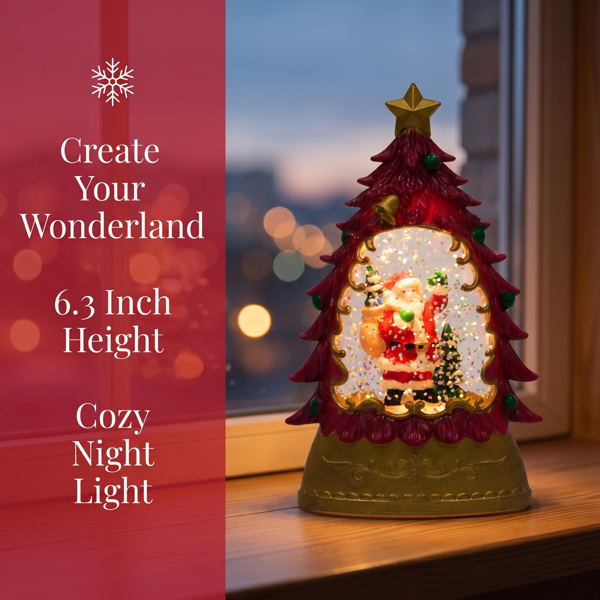 Unique Bargains Christmas Light Up Crystal Ball Shatterproof LED Lantern Red Style B 3.1"L x 2.2"W x 6.3"H