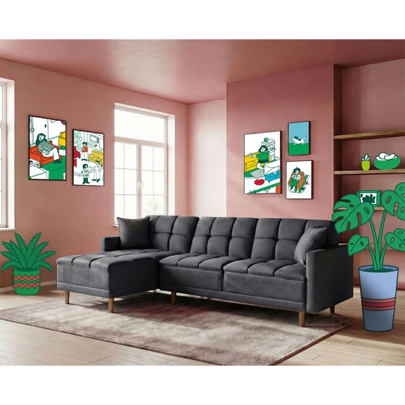 Sala Modular Reversible Makora Sunny Con Memory Foam Color Gris Oxford Lino Respaldo Reclinable De 3 Posiciones Makora Reversible