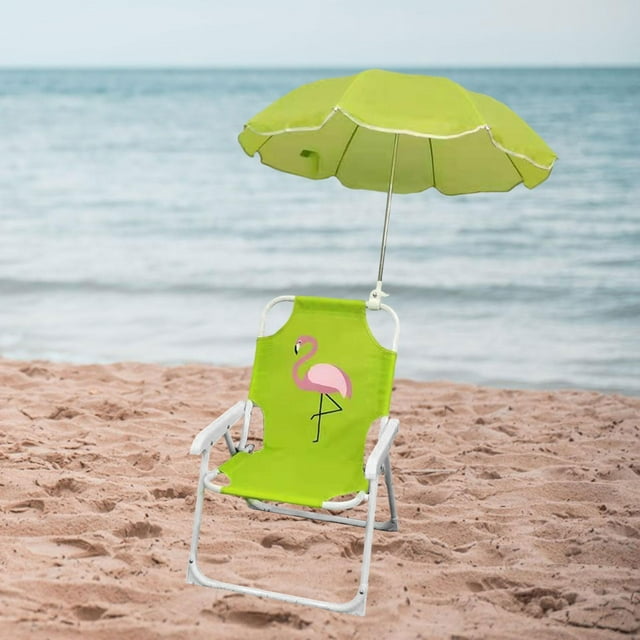 Silla plegable para acampar para niños con sombrilla tela Oxford playa ligera Flamenco