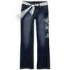 Faded Glory - Girls' Sparkle Butterfly Jeans With Sash Belt