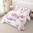 thumbnail image 3 of Erosebridal Cute Axolotl Twin Quilt Set For Kids,Pink Girly Bow Twin Coverlet Set For Girls,2-Piece, 3 of 7