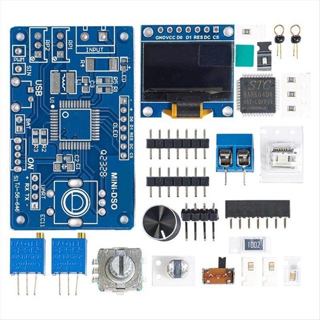 Kit de Osciloscopio LCD Mini DOS STC8K8A, Microordenador de un Solo Chip, Práctica de Soldadura Electrónica, Piezas Sueltas Sin Carcasa