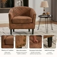 thumbnail image 5 of Homefun Barrel Accent Chair PU Leather Nailhead Trim Diamond Tufted Back Club Chair for Living Room,Coffee, 5 of 6