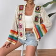 thumbnail image 4 of Colorful Pullover Sweaters Jacket Handmade Crochet Knitted Cardigan Sweater For Women Long Sleeved Top Spring Autumn Boho Pull, 4 of 6