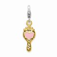 thumbnail image 1 of 925 Sterling Silver Enameled 3-D Gold Plated Heart Mirror With Lobster Clasp Charm Pendant; for Adults and Teens; for Women and Men, 1 of 1