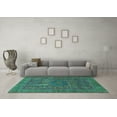 thumbnail image 3 of Ahgly Company Machine Washable Indoor Square Abstract Turquoise Blue Modern Area Rugs, 8' Square, 3 of 4