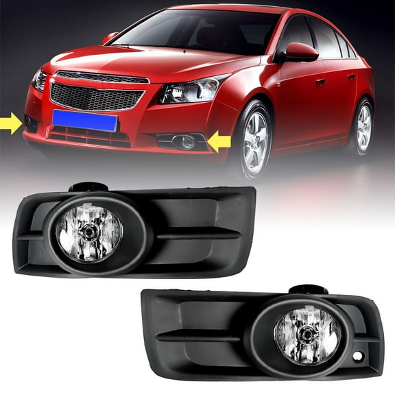 LABLT Chrome Driving Bumper Fog Lights Lamps Wiring Switch For 2010-2014 Chevy Cruze
