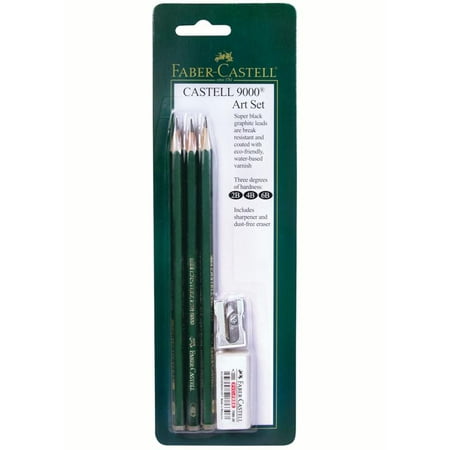 Faber-Castell Castell 9000 Pencil Set, 3-Pencil Blistercarded (Best Price Faber Castell Polychromos)