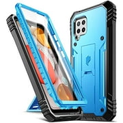 Poetic Revolution Case for Samsung Galaxy A42 5G, Built-in Screen Protector Work with Fingerprint ID, Full Body Rugged Shockproof Protective Cover Case with Kickstand, Blue