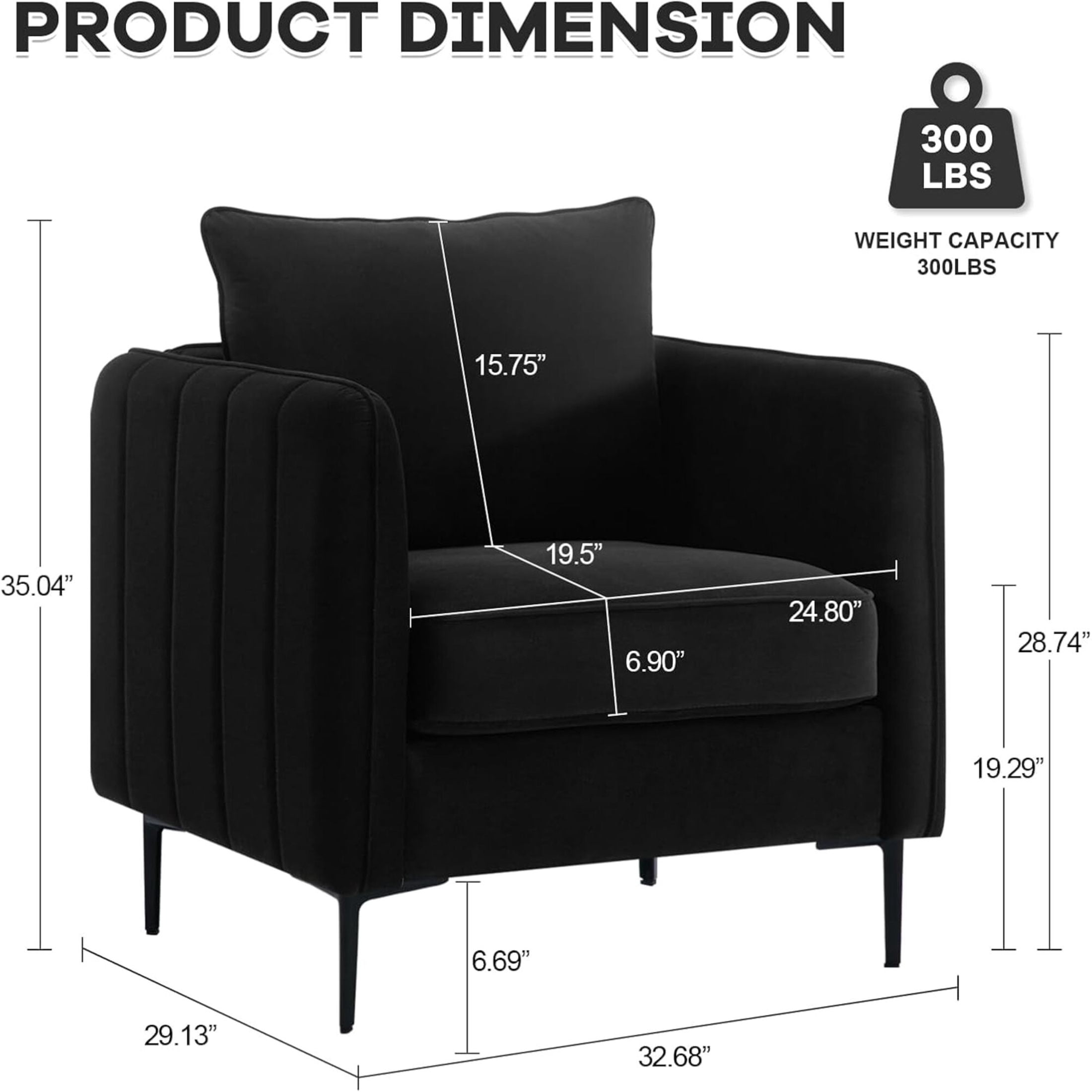 Noble House Mid-Century Modern Velvet Upholstered Accent Chair with Pillow, Metal Legs, Black