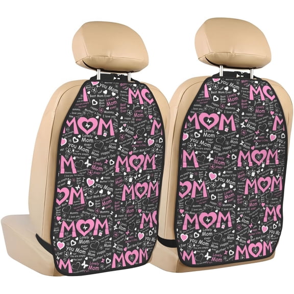 Goofa Lovely Mom Ever Pattern Car Back Seat Protector for Kids (2 Pack) ,Anti-kick Storage Mat for Car Seats,Shields from Footprints