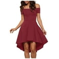 thumbnail image 5 of Plus Size Off Shoulder Short Sleeve Skater Dress for Women - Elegant High Low Fashion Outfit for - Stylish Comfortable Fit - for Parties and Events, 5 of 8