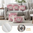 thumbnail image 6 of Pink Floral Pillow Covers 2 Pack Spring Flower Bow Pillowcase Waterproof Outdoor Throw Pillow Cover for Patio Garden Square Cushion 26”x26”, 6 of 9