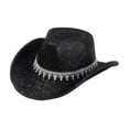 thumbnail image 4 of yuksok Western Cowboy Hat Retro Cowgirl Hat for Role Playing Festival Black, 4 of 9
