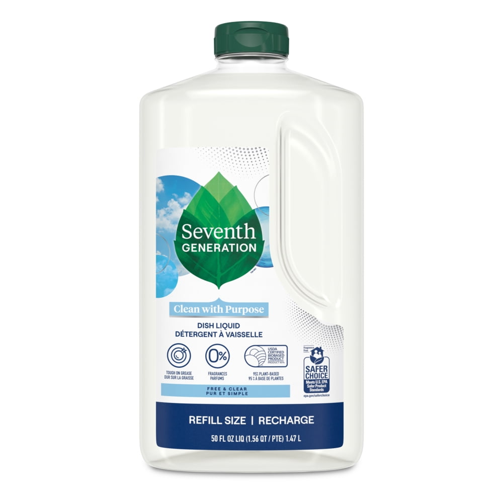 Seventh Generation Dish Soap Liquid, Fresh Free and Clear, 50 fl oz Refill