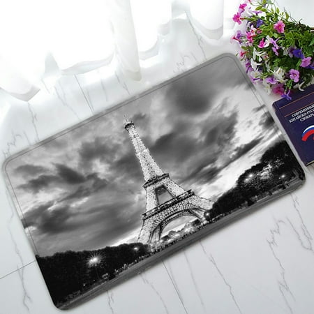 Eiffel Tower 2ft PHFZK City Landmark Doormat, Paris Eiffel Tower Black and White Doormat Outdoors/Indoor Doormat Home Floor Mats Rugs Size 30x18 inches ()