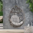 thumbnail image 3 of SEGMART Indoor Outdoor Wicker Swing Egg Chair, Hammock Hanging Chair Nest Basket with Removable, Washable Cushions, Pillow for Bedroom, Balcony, Garden, Poolside, Grey, 3 of 11
