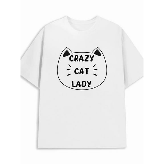 Crazy Cat Lady Tee 180G 100% Cotton 180G 100% Cotton mens top short graphic tees white Funny Unisex Shirt Crewneck tshirts Casual Unisex Shirt Cotton tshirts Halloween gifts
