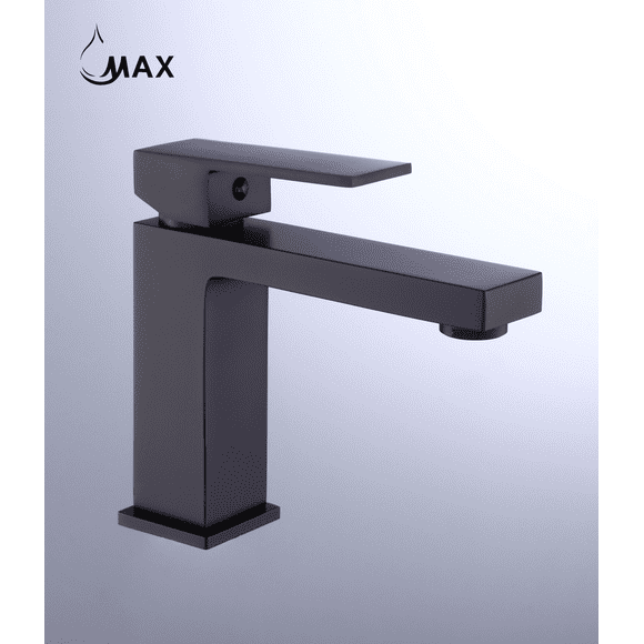 Single Hole Bathroom Faucet Elegance Square Design Matte Black Finish