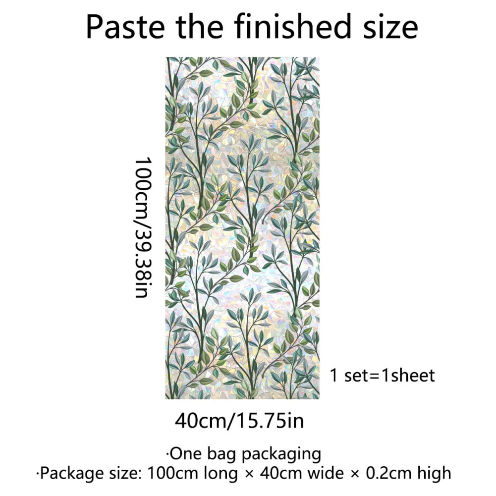 Window Privacy Film Stained Glass Window Film 3D Decorative Window Cling,Sun Blocking Static Cling Removable Film for Glass Door,Home Decor Window Cover Non-Adhesive