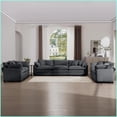 thumbnail image 3 of 2-Piece Modern Living Room Sofa Set – 2-Seater + 3-Seater Deep Seat with Plush Corduroy & Memory Foam Cushions | Grey | Corduroy | Cushion Back, 3 of 17