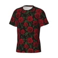 thumbnail image 5 of Vsdgher Rose Print Men's Dry Fit Mesh Athletic Shirts Moisture Wicking Tennis T-Shirt Tops, 5 of 9