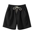 thumbnail image 4 of Inglocry Men's Corduroy Shorts Casual Elastic Waist Drawstring Summer Beach Vacation Shorts with Pockets 2026 Black 3XL, 4 of 4
