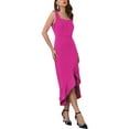 thumbnail image 4 of INSPIRE CHIC Women's Cocktail Dress Sleeveless Elegant Ruffles Split Hem Evening Party Dresses S Hot Pink, 4 of 5