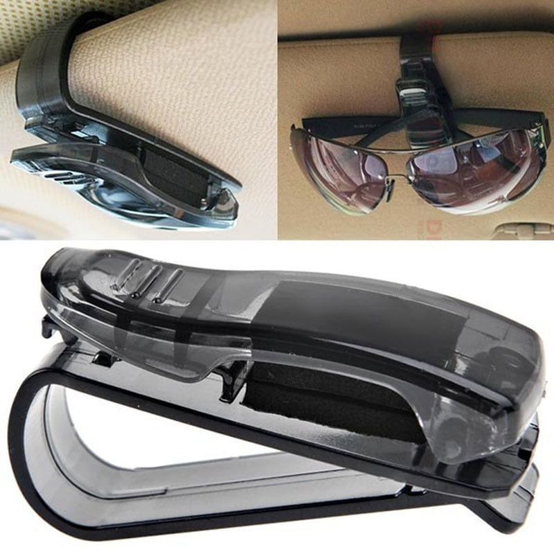 Car Sun Visor Sunglasses Eye Glasses Card Pen Black Holder Clip PVC Accessory 