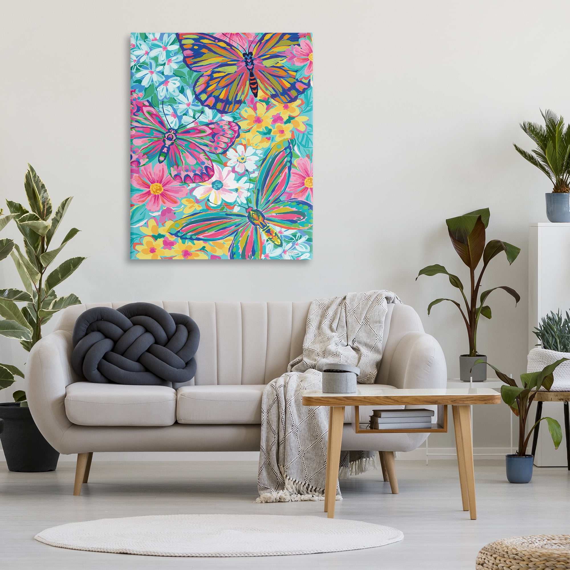 Stupell Industries Modern Butterflies & Blossoms Animals & Insects Painting Gallery Wrapped Canvas Art Print Wall Art, 36 x 48
