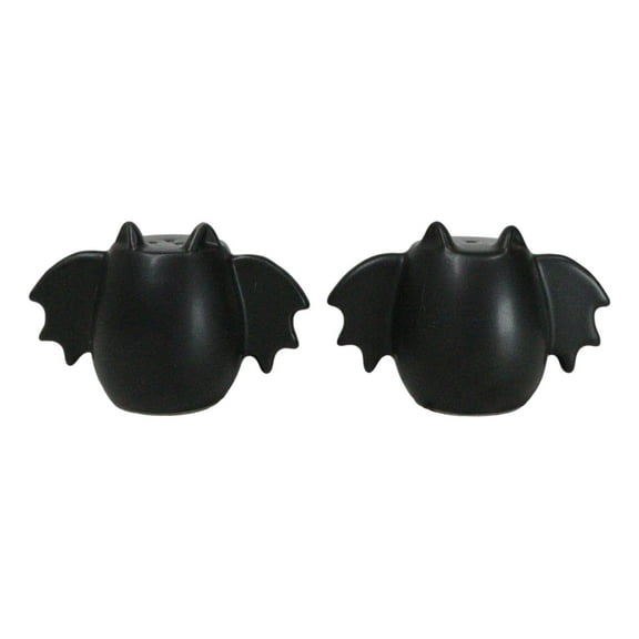 Black Bat Wings Silhouette Abstract Ghost Bats Ceramic Salt And Pepper Shakers
