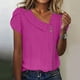thumbnail image 3 of Camisetas Casuales de las Mujeres, Suelto Verano Color Sólido, Cuello en V Manga Corta para las Mujeres, 3 of 5