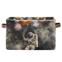 Yayeee Canvas Storage Basket with Handles for Shelves Fabric Bins Closet Organizer, Watercolor Space