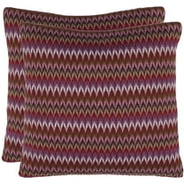 SAFAVIEH Ava Zig Zag Pillow, 18" x 18", Raspberry, Set of 2