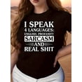 thumbnail image 1 of Camiseta estampada "Sarcasmo" para mujer: 100 % algodón, transpirable y cómoda, manga corta y cuello redondo, ideal para todas las estaciones, ideal para deportes de ocio., 1 of 6