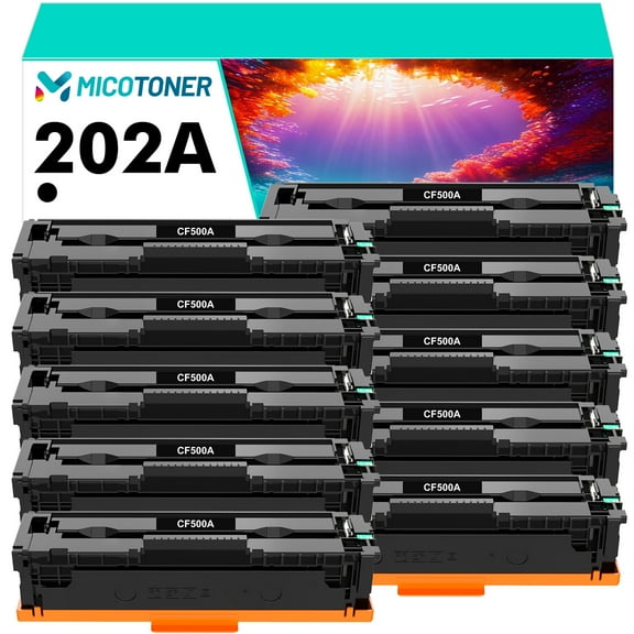 202A 10-Pack Compatible Toner Cartridge for HP CF500A 202A Work with HP Color LaserJet Pro MFP M281fdw M281fdn M281cdw M280nw Printer (Black)