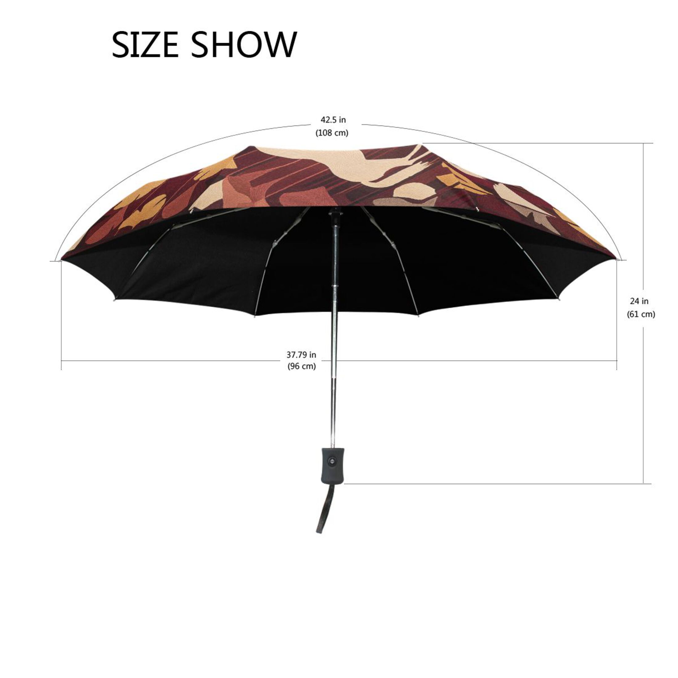 BZSMCE One-Touch Auto Open Close Rain Umbrella With Creative Equine Elegance Pattern